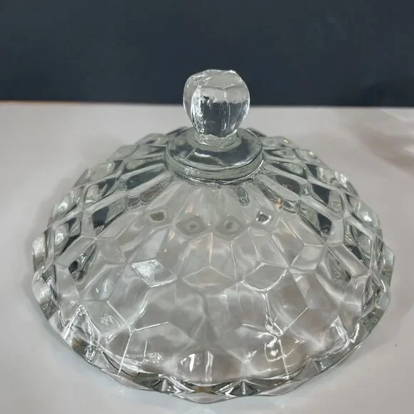 FOSTORIA AMERICAN CANDY DISH GLASS Crystal Lid Vintage Home Decor Gift - Picture 8 of 12